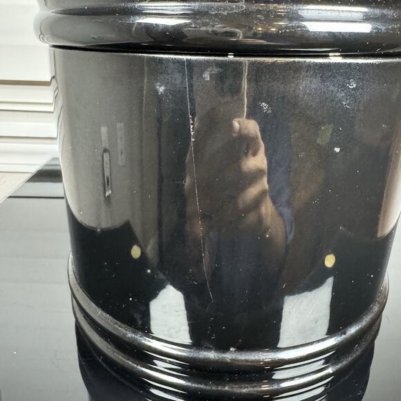 Fitz and Floyd Vintage Vegetable Canister Set Black Ceramic AS IS Crack Repair